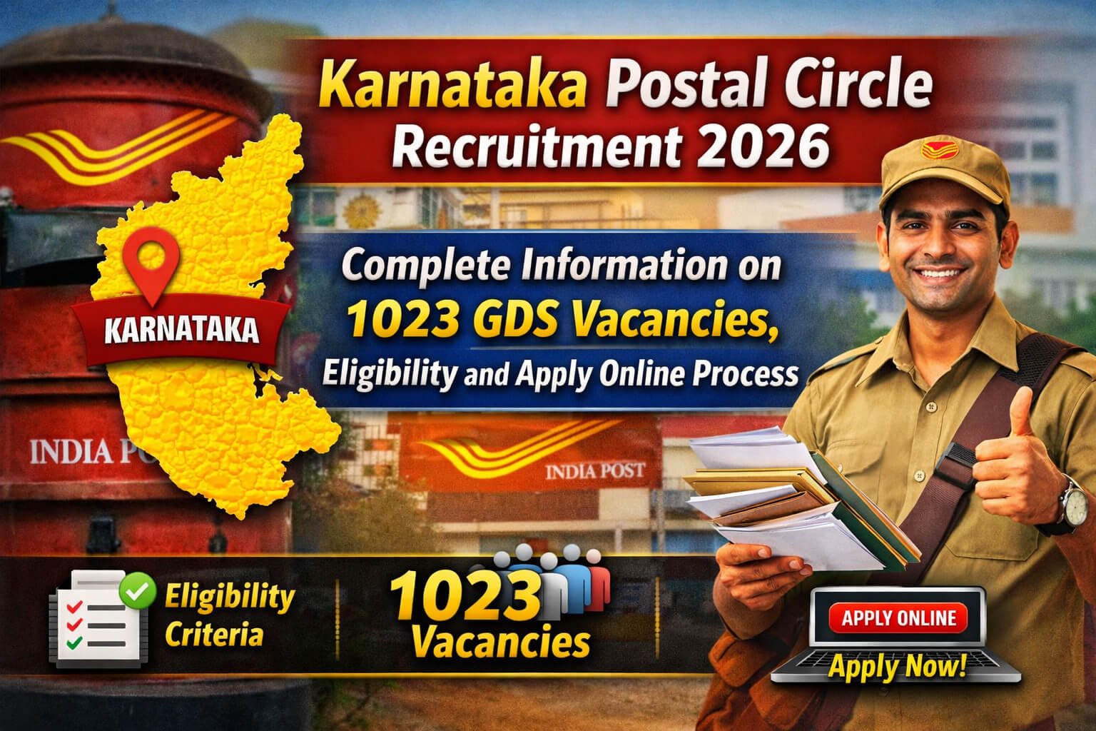 Karnataka Postal Circle Recruitment 2026 – 1023 GDS Vacancies, Eligibility & Apply Online
