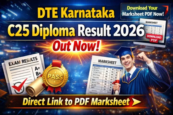 DTE Karnataka C25 Diploma Result 2026 out now thumbnail with direct link to download PDF marksheet online