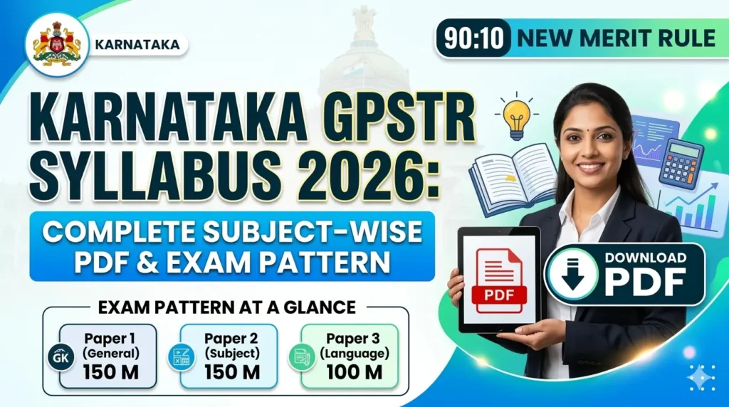 Karnataka GPSTR Syllabus 2026 complete subject-wise PDF download and exam pattern for Graduate Primary School Teacher recruitment