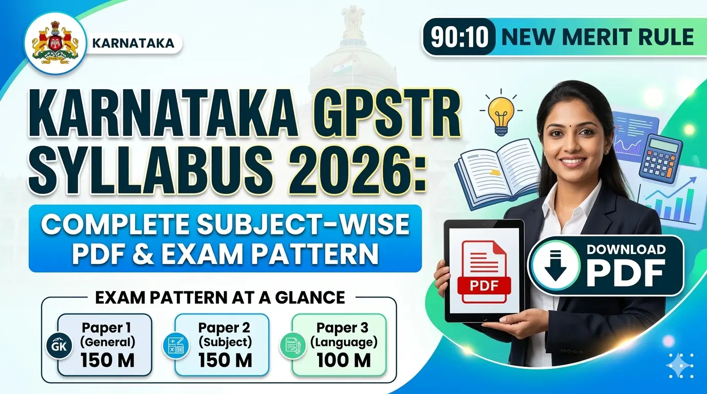 Karnataka GPSTR Syllabus 2026 complete subject-wise PDF download and exam pattern for Graduate Primary School Teacher recruitment