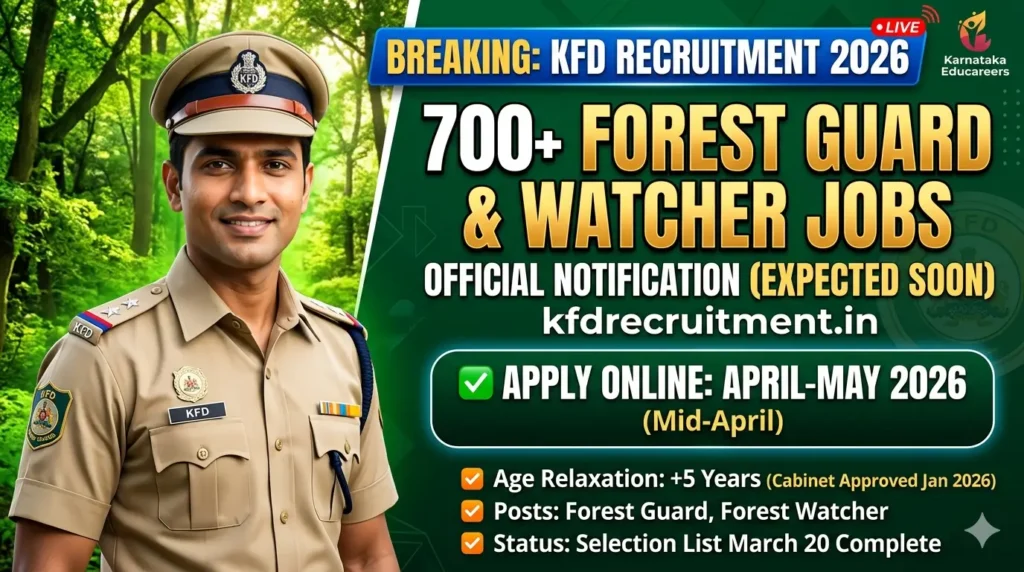 KFD Recruitment 2026: 700+ Forest Guard and Forest Watcher jobs in Karnataka – Apply Online