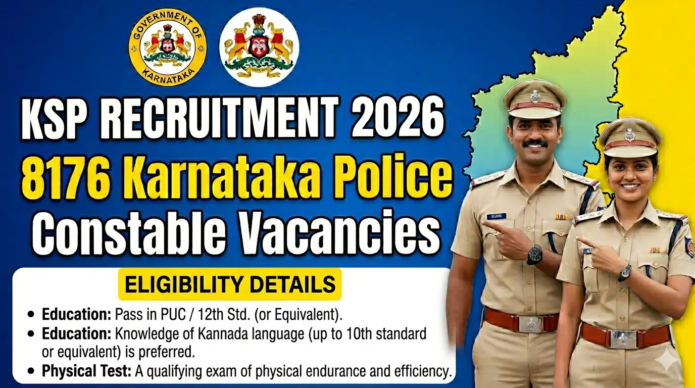 KSP Recruitment 2026 Apply Online for 8176 Karnataka Police Constable Vacancies official notification Karnataka State Police logo eligibility exam details