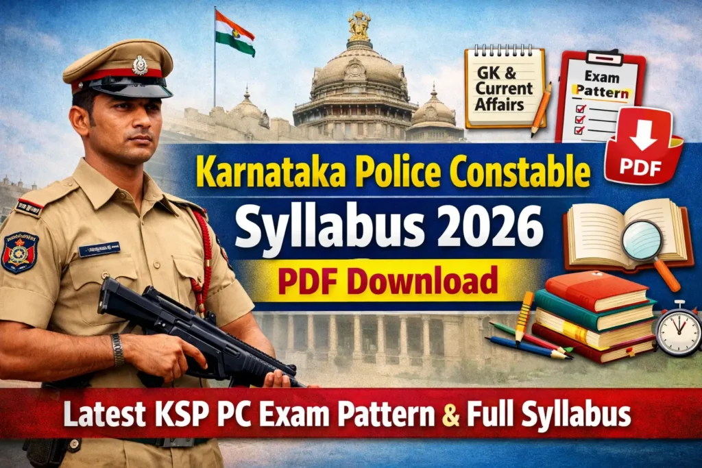 Karnataka Police Constable Syllabus 2026 PDF Download with latest KSP PC exam pattern and subject wise syllabus details