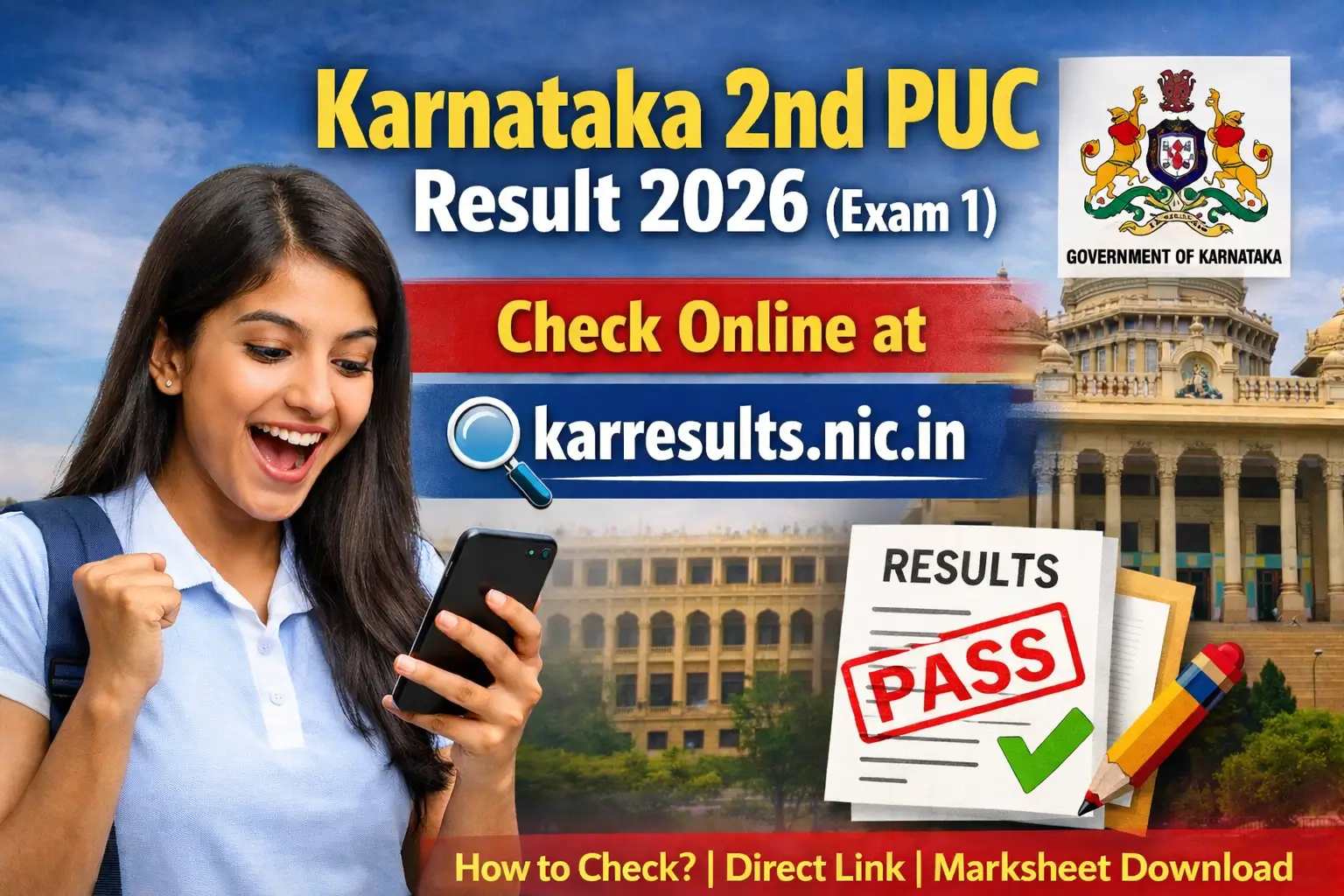 Karnataka 2nd PUC Result 2026 (Exam 1) – Check Online at karresults.nic.in
